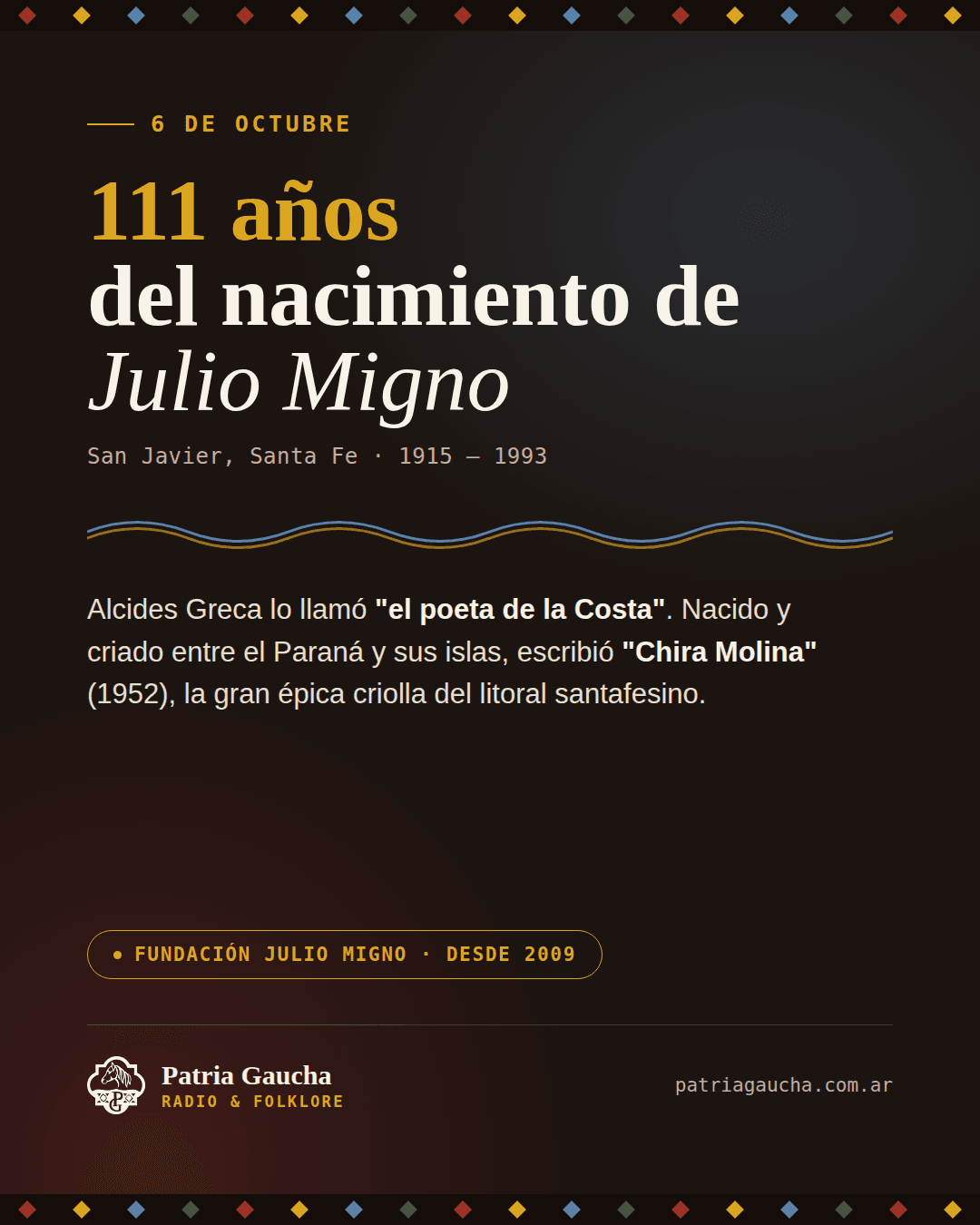 111 años de Julio Migno, el poeta que le puso versos al Paraná